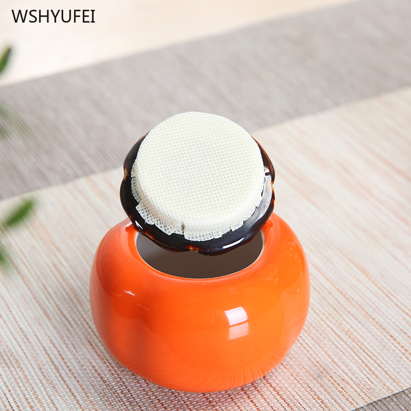 Persimmon persimmon wishful plant ceramic tea coffee bean candy biscuit persimmon moisture-proof sealed jar wedding