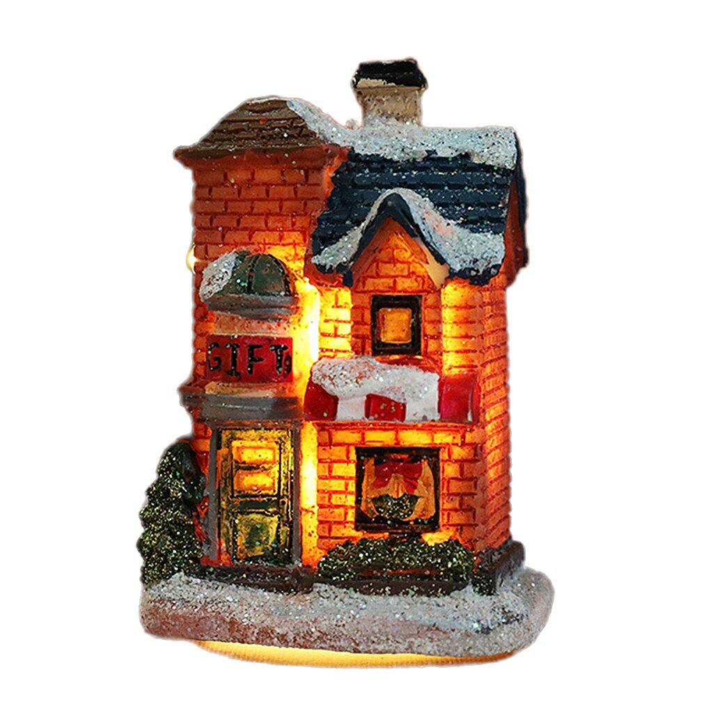Christmas Decor Lighting Miniature Ornament Village Houses Xmas LED Light House: Style 3