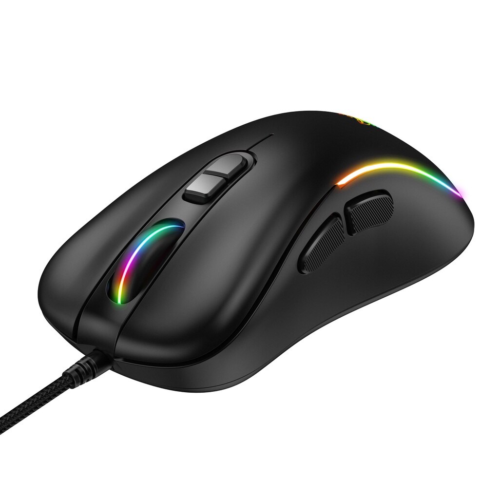 Onikuma CW907 Pink Cute RGB Wired Mechanical Gaming Mouse Mice Streamer Light Effect 6-speed DPI Gaming Mice: Black