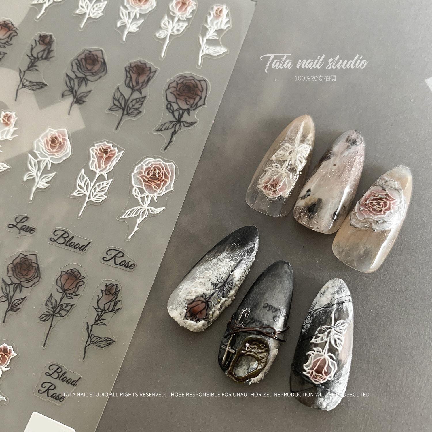 Nail art 3d tarra tarrat hääpitsi kynnet salon manikyyri koristelu