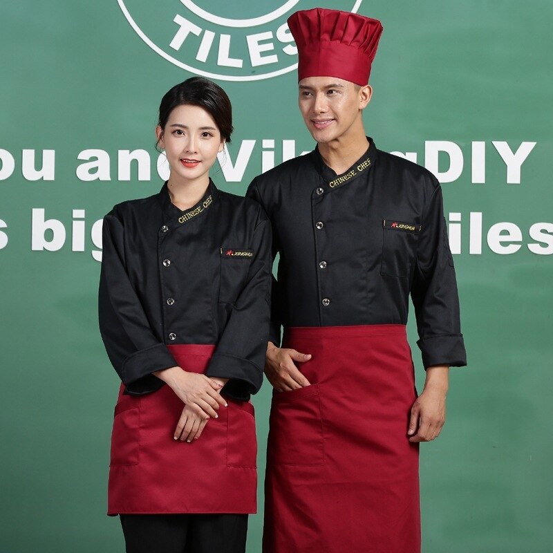 Uniform qiu dong män och kvinnor i hotellets restaurang kök smock catering kockens långärmade efter tårtbutiken