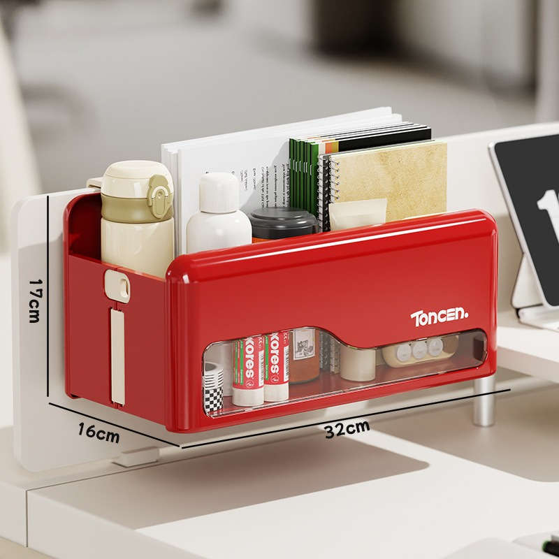 Organizador de escritorio plegable sin taladro para montaje en pared, caja de almacenamiento colgante multicolor para cocina, sala de estar, mesita de noche, gancho de almacenamiento para oficina: Gris