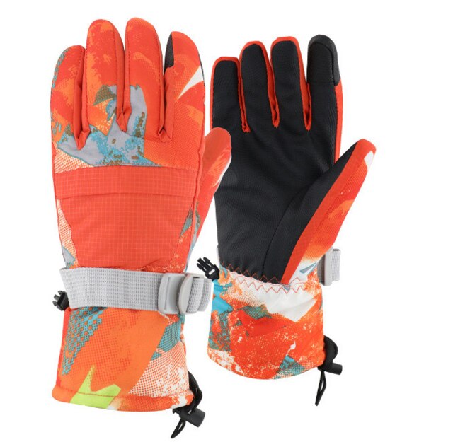 Handschuhe warm Und Samt Winter draussen Reiten Ski Handschuhe Graffiti Sport Wasserdicht Nicht-Unterhose Bergsteigen Touchscreen Handschuhe: Orange eins Größe / L
