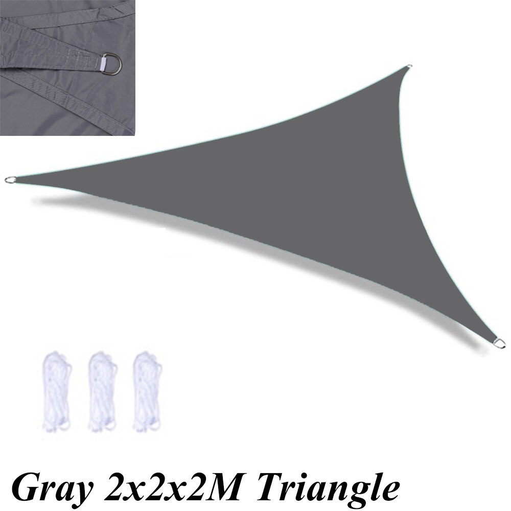 Imperméable Anti-UV soleil ombre voile canopée voiles auvents abri Durable Triangle Rectangle carré pour jardin de cour avec des cordes: Gray Triangle S