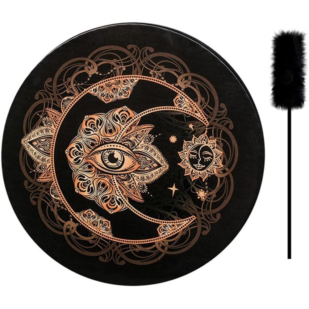 10 tommer vegansk shaman tromme alkymistisk måne lyd healing værktøj afstembar membran kvinde ramme draum musikinstrument: Brun