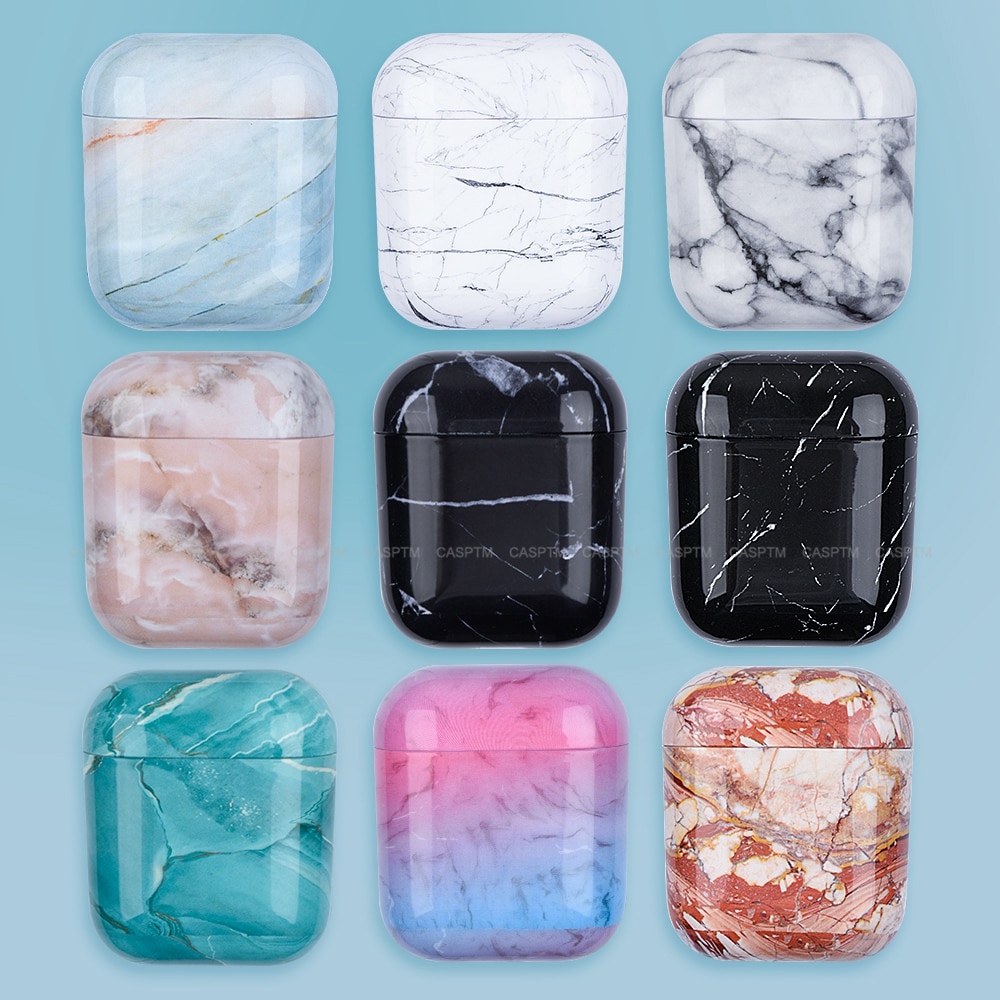 Marmurowy wzór ochronny do Airpods 1 2 twardy PC odporna na wstrząsy futerały ochronne do AirPods 1 2 marmurowa skóra etui na słuchawki