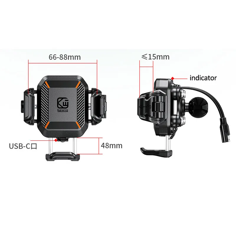 Motorcycle Phone Holder 15W Wireless Charger & 36W USB C Fast Charging Shockproof Motorbike Bicycle Bike Scooter Phone Stand