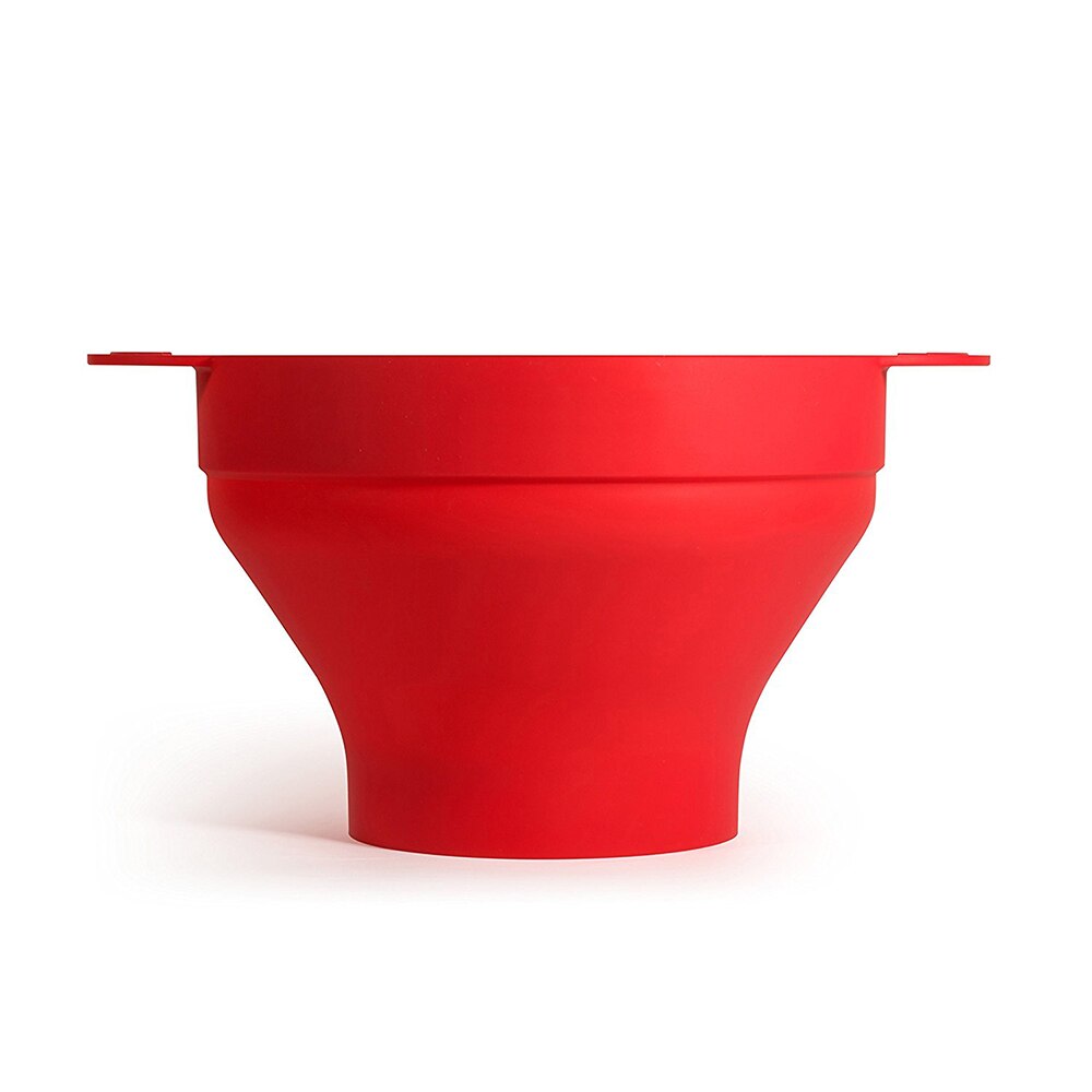 Silicone Popcorn Bucket Bowl Maker With Lid Foldable Red Kitchen Gadgets DIY Popcorn Tools For Home: Red