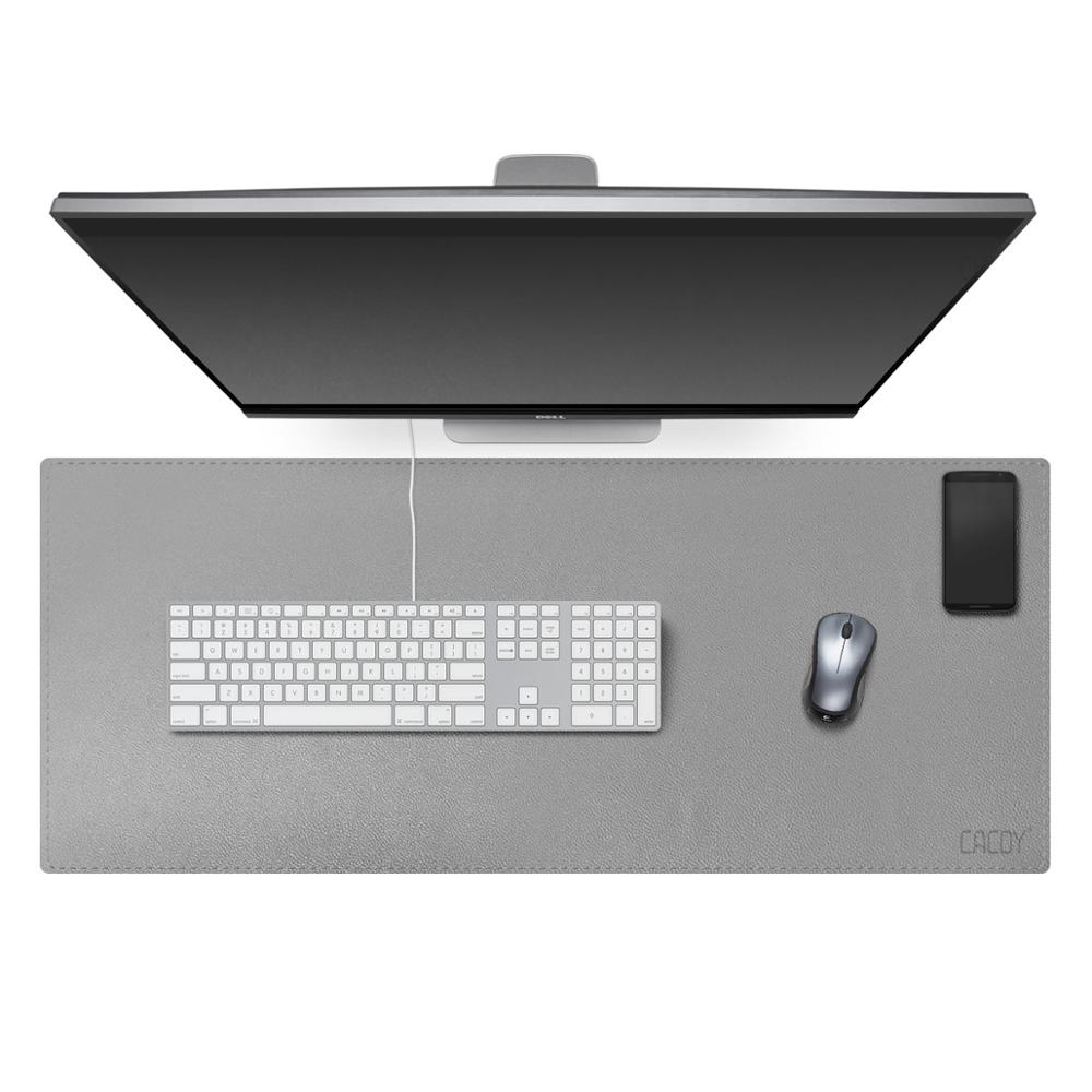 Desk Pad Protecter 100*40cm, CACOY Artificial Leather Desk Mat Desk Mat Blotters for Desktops and Laptops- Grey