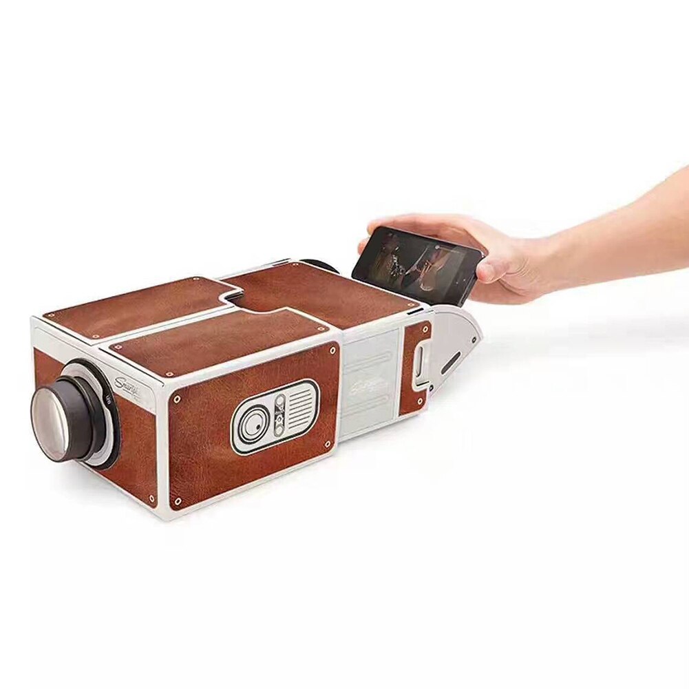 Diy 3d pap mini smartphone projektor nyhed justerbar mobiltelefon mobiltelefon projektor kort bord bærbar biograf i en kasse