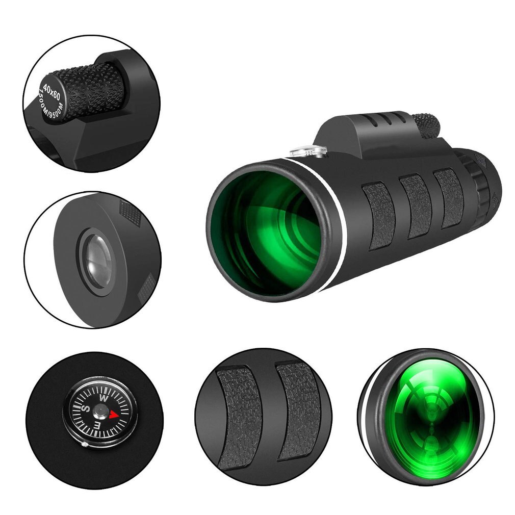 Portátil tamaño negro HandHeld Panda 40x60 ampliación ajustable Zoom Monocular telescopio viaje Camping