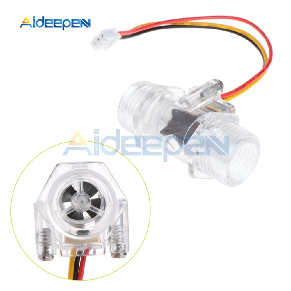 Water Flow Sensor Switch G1/2&quot; Fluid Flow Meter Water Control Transparent Enclosure DC 5-15V use for Water Heaters etc