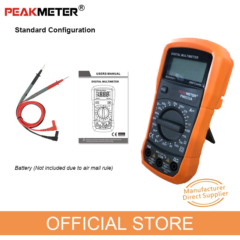 Official PEAKMETER PM8233A Auto manual Range Digital Multimeter with TRMS 1000V Temperature capacitance frequency Test