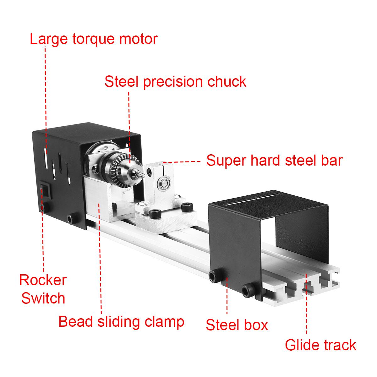 300W Diy Draaibank Polijsten Boor Rotary Tool Mini Kralen Machine Miniatuur Draaibank Boeddha Parel Draaibank Kralen Hout Werken