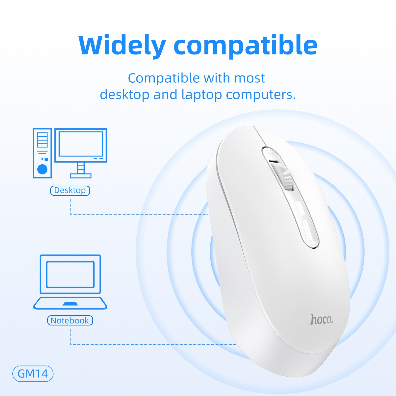 Hoco Portable Wireless Mouse 1200 DPI Silent Mouse For PC Computer/Laptop 2.4GHz Noiseless USB Wireless ABS Mice For Home Office