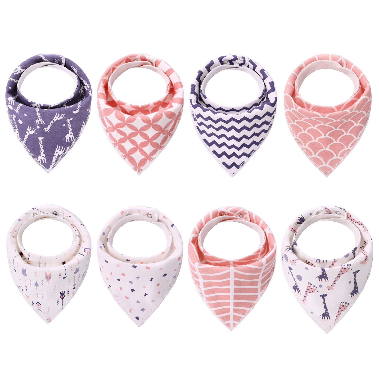 Bavoir pour -né, serviette d'alimentation pour bébé, dessin animé, écharpe Triangle, bavoir à forte Absorption d'eau, doux et respirant, 8 pièces: B
