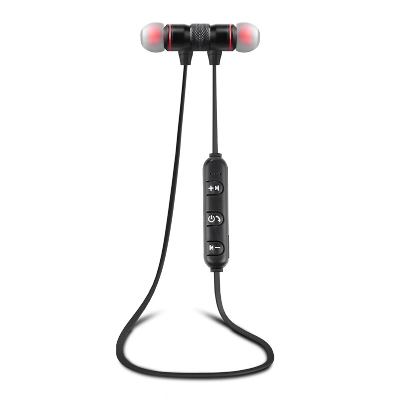Zwart/Rode Magnetische Sport Stereo Bluetooth Headset Wireless Sweat Proof Bluetooth Headset Ruisonderdrukking Koptelefoon 1Pcs: Rood