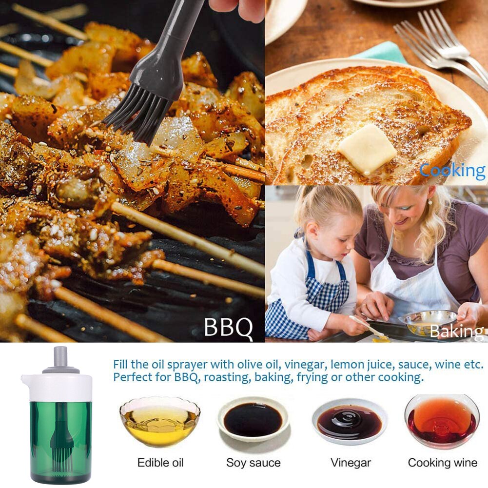 Bottiglia Per Olio Con Spazzola In Silicone, Dispenser Per Olio D Oliva Da Cucina Bottiglia Per Condimenti Per Barbecue 2 In 1 Blu 92095997