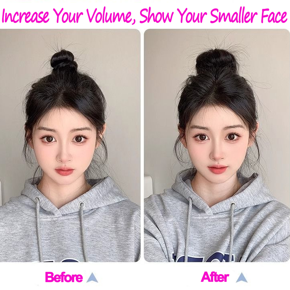 Paquete de pelo sintético de 50cm con lazo elástico, moño de pelo DIY, cola de caballo para aumentar el cabello, peluca con cabeza de bola Natural esponjosa