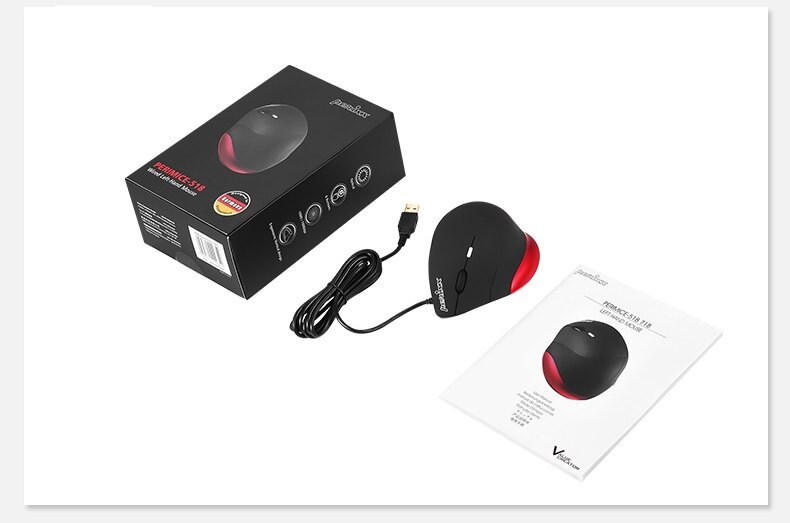German PERIMICE-518(Wired)/718 2.4GHz USB Wireless Left Handed Ergonomic Vertical Mouse Computer Notebook Mouse