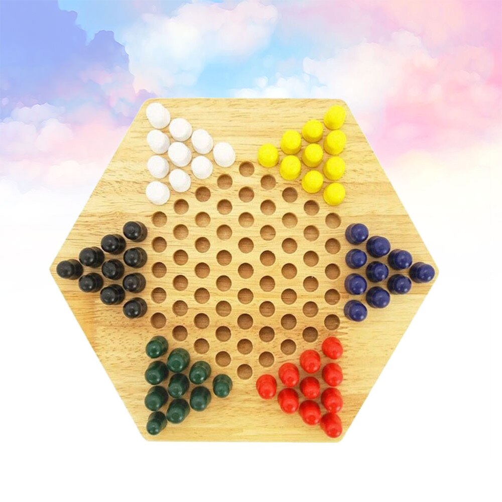 1 boîte de classique en bois chinois hexagone dames jeu de société jouet pour les étudiants enfants