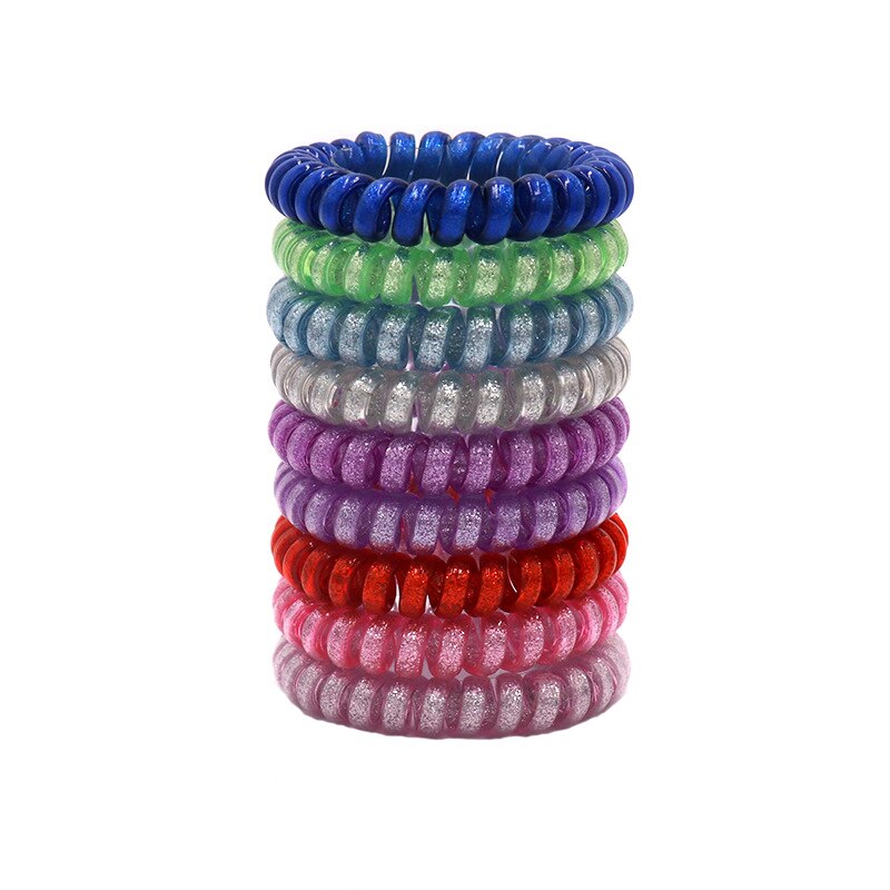 Big Grosso Plástico Elástico Cabelos para Mulheres, Multi Cores, Fio de Telefone, Bandas De Borracha, Stretchy Ponytail, Personalidade Presente, 9Pcs: Chocolate
