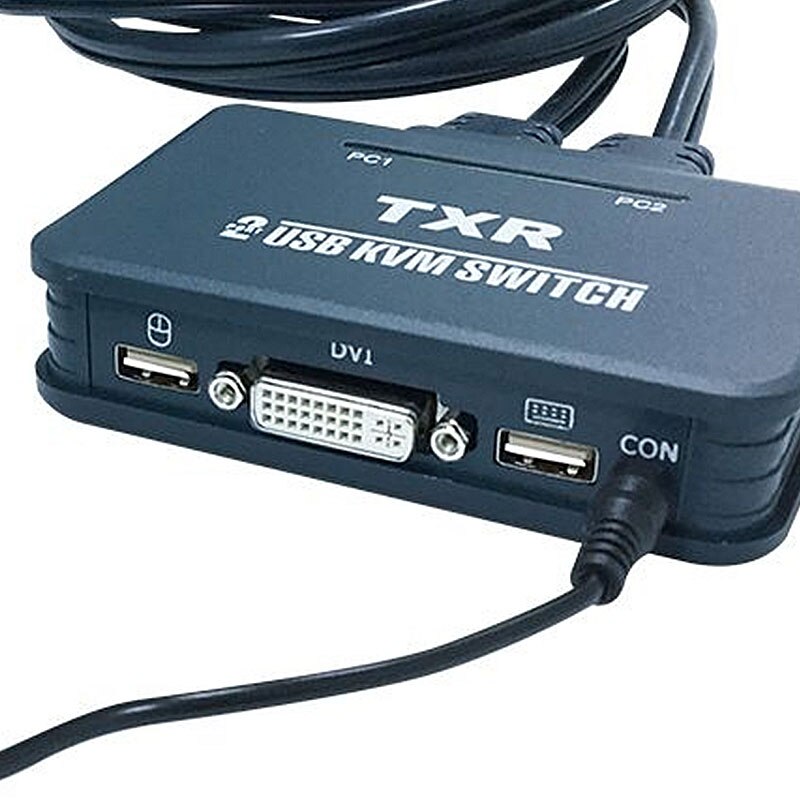 Ingelon Dvi Kvm Switcher Switch Box 2 Port with Switch button Projector Devices DVI Splitter For Monitor Keyboard Mouse Computer