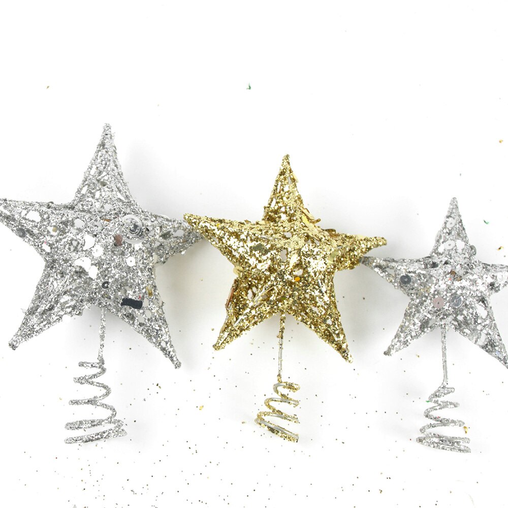 20cm étoile décoration sommet de sapin 5 pointu paillettes arbre de noël brillant ornement pour la fête à la maison (rouge)