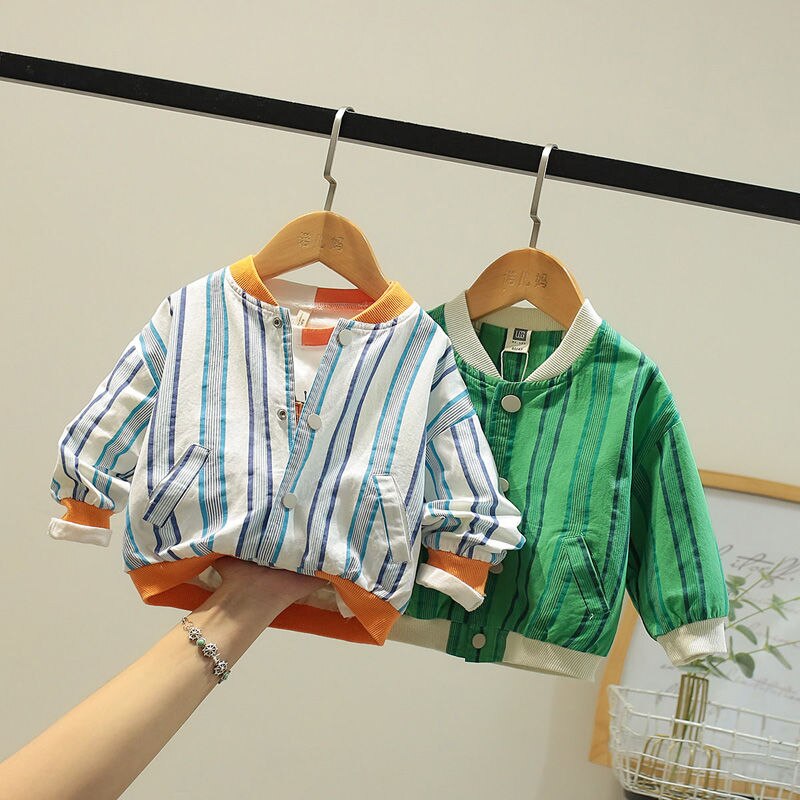 Kids Clothes Baby Boy Jackets Boys Spring Autumn Striped Long Sleeve Flight Jacket Windbreaker Children Sport Coat Clothes A41