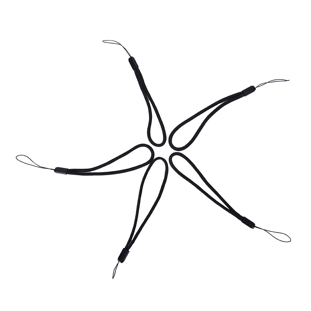 jetting 5x svart nylon håndleddsstroppsnor til kamera mobiltelefon ipod usb  mp3 mp4