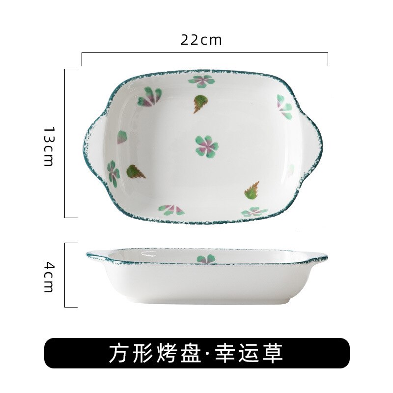 Bakeware ceramic oven air fryer special plate home girl heart tableware plate fruit breakfast dinner: leaf 1