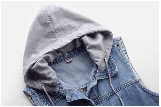 Dames spijkerjas mouwloos kort vest slank vintage afneembaar capuchon spijkerjas maat casual dames vest tops