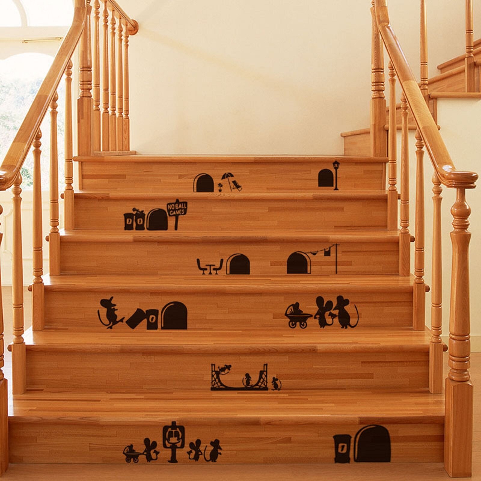 Cartoon 3D Mouse Wall Sticker Realistic Mouse In A Hole Wall Decal For Kids Room Bedroom Nursery Decor Living Room Decal