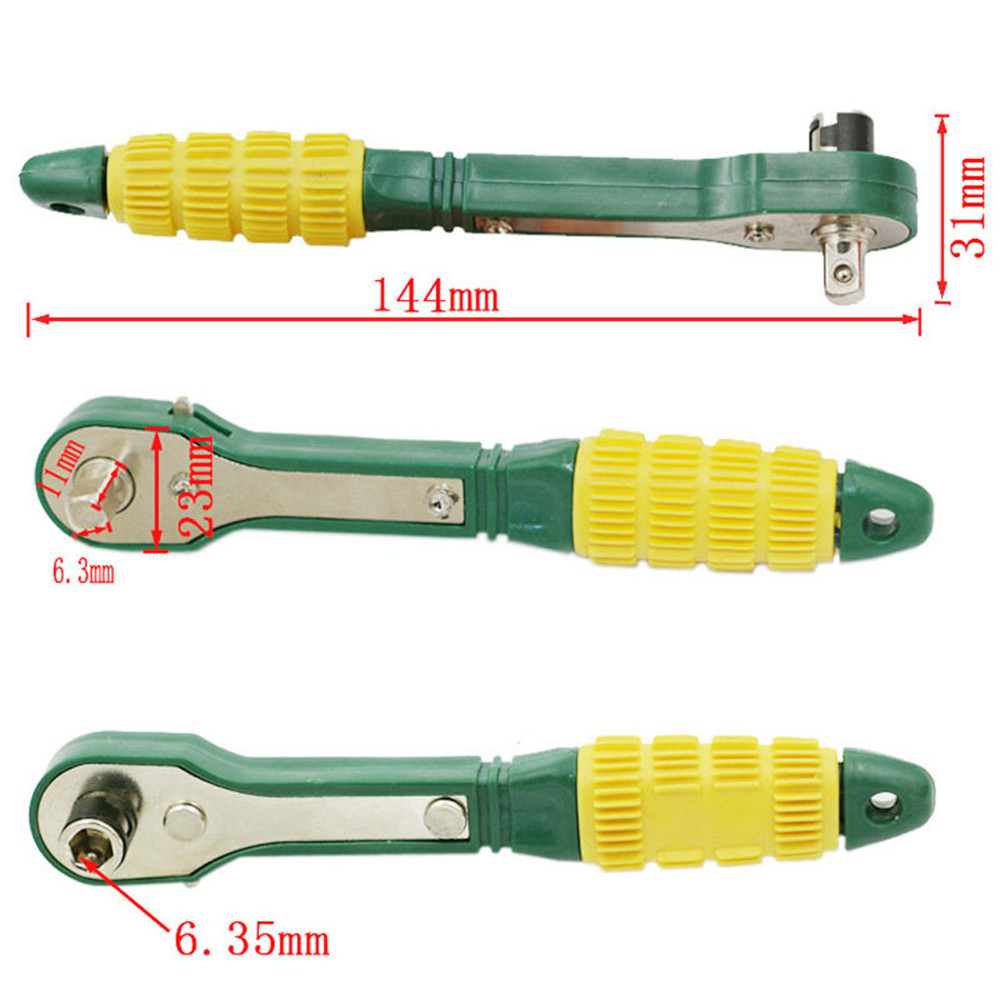 Wrench Tools Mini 1/4 Head Screwdriver Pole 6.35mm Inner Hexagon Ratchet Socket Green Carbon Steel Wrench Home Improvement