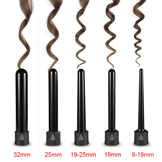 Haar Krultang Grote Golf Haar Waver Hair Curler 9-32 Mm Haar Krimpen Ijzer Styler Gereedschap Professionele Roterende curling Wand Set: 5P / EU