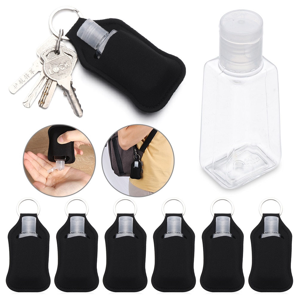 3 stk 30ml rejse mini bærbar håndrensningsflaske nøglering holder flip cap tomme flasker genopfyldelig sæbe væske med nøglering