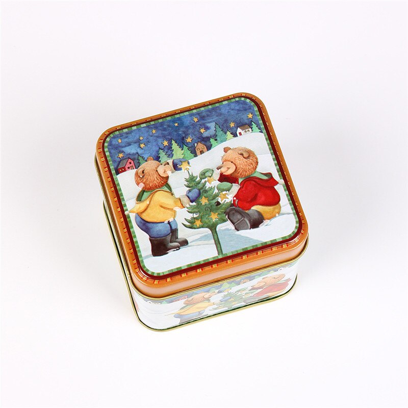 Christmas Tin Box Package Wedding Party Candy Baking Cookies Biscuit Case Container Christmas Decoration for Home: F