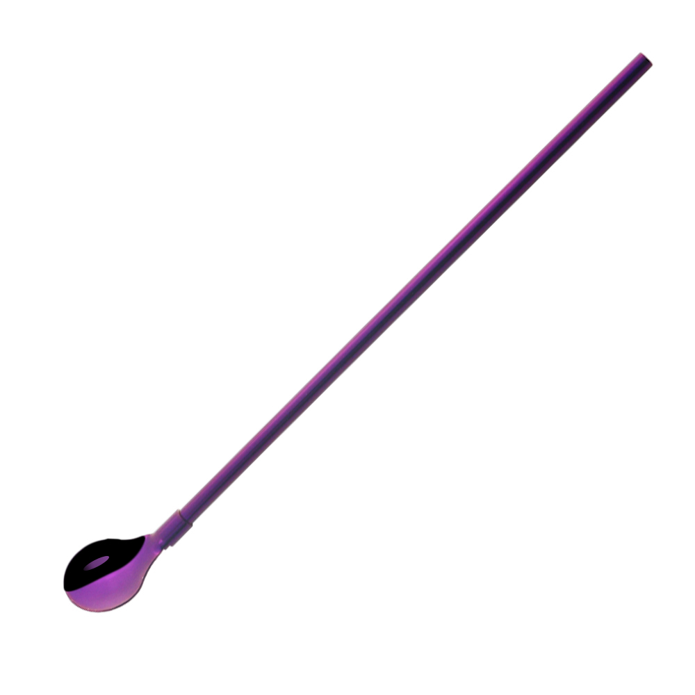 2Pcs Colorful Cocktail Stirring Spoon 18/10 Stainless Steel Metal Straws Reusable Drinking Straw Spoon Bar Coffee Stirring Tools: 2Pcs Purple