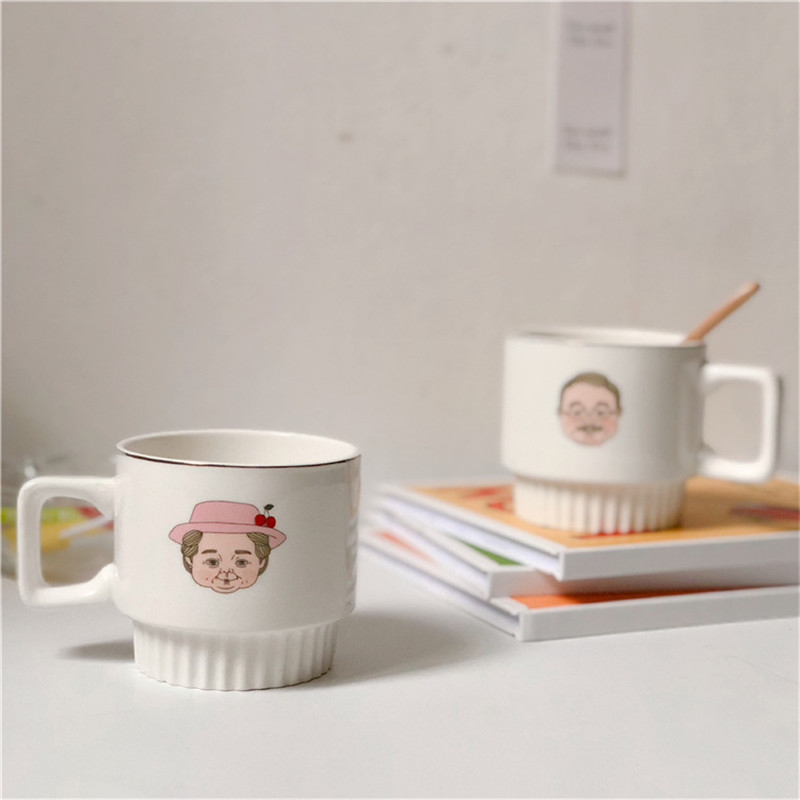 Creatieve Paar Keramische Mok Koffie Gedrukt Opa/Oma Melk Thee Cup Home Office Ontbijt Drinkware Valentijnsdag