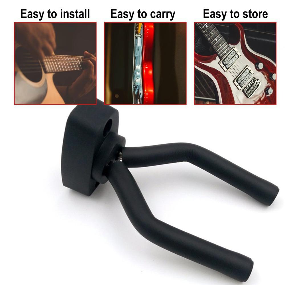 Vægmonteret krogholder guitar bøjle stativ til bas ukulele holdbare musikinstrumenter tilbehør sort metal og svamp musik