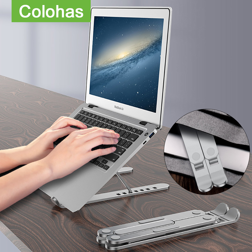 Tragbarer laptopständer aus aluminiumlegierung, faltbarer notebookständerhalter für macbook pro air, lapdesk-computer-kühlhalterung