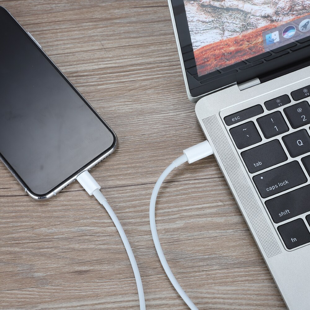 Câble rond USB 18W PD de Type C à 8 broches pour recharge rapide et synchronisation des données, cordon de chargeur pour iPhone X, 10, 8, 8 plus, 1m