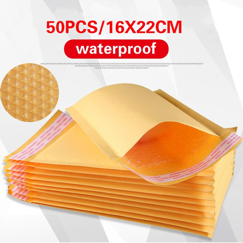 Kraft Paper Bubble Envelopes Bags Mailers Padded Envelope with Bubble Mailing Bag Wrap Storage 50pcs/lot 16*22cm