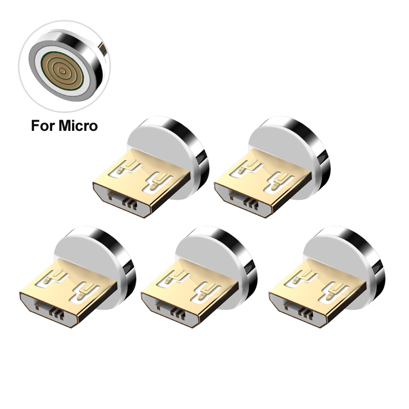 Punte del connettore dell'adattatore del cavo di ricarica magnetico Testa per tipo C Micro USB iPhone 3A Ricarica rapida 5 pezzi Spine non cavo: YELLOW
