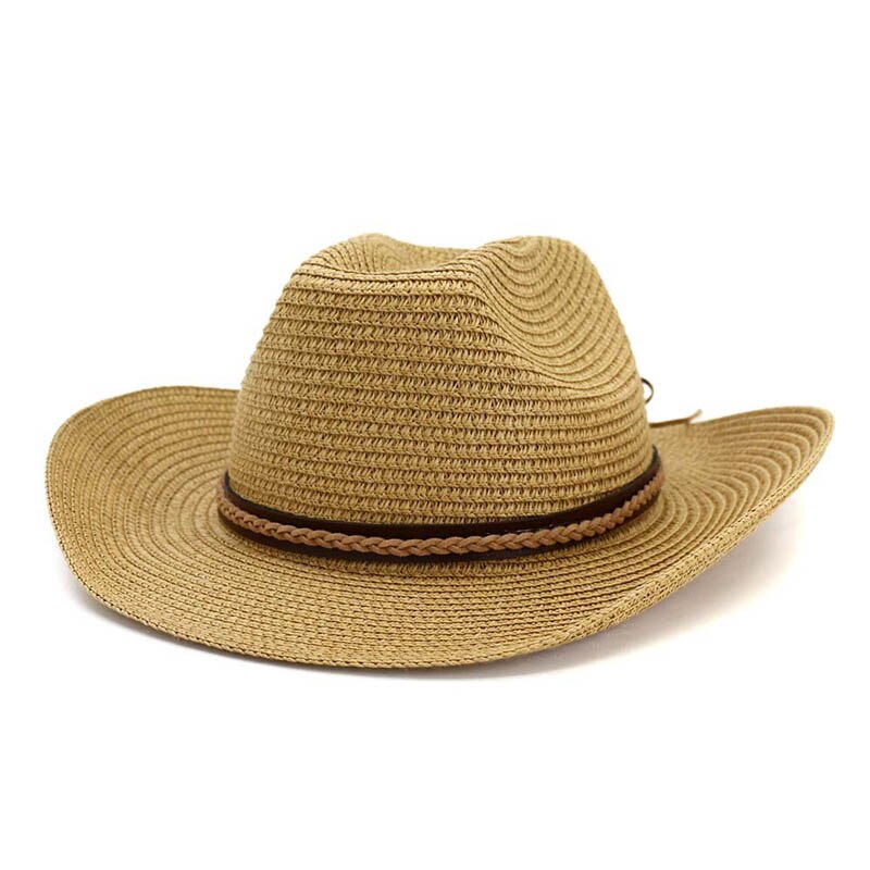 Zomerhoed voor dames, geweven vorm panama strohoed, heren riemvorm hoeden strand zonnehoed jazz hoeden western cowboy petten: 5
