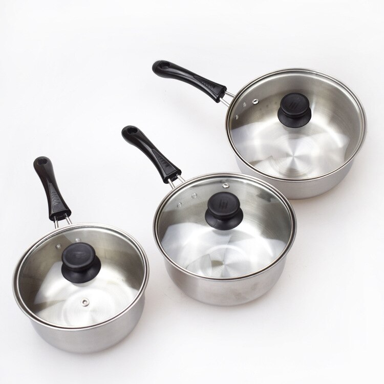 Stainless Steel single handle arc dairy pot with magnetic induction cooker general soup pot cooking utensils cookware