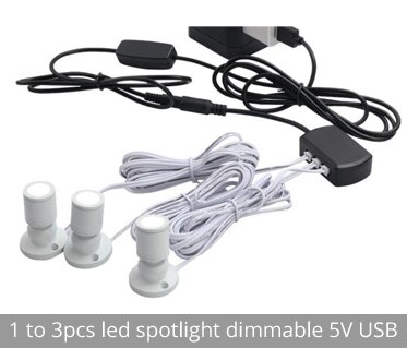 Mini Led Spot Downlight 1W 5V Usb Dimbare Spotlight Model Display Wijn Kast Kleine Mini Teller Hand-run Tentoonstelling Case: 3 White 5V USB / Pure White 6000K