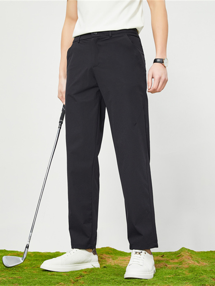 Pantalones informales de secado rápido para hombre, pantalones de Golf elásticos de nailon y LICRA ligeros, pantalones de seda helada con 4 bolsillos con cremallera, verano