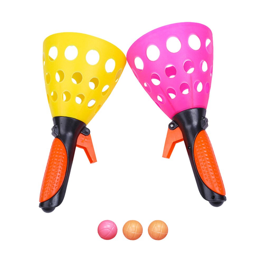 2 Pairs Interactive Plastic Parent-Child Toss Game Double Play Balls Launch and Catch Balls for Garden Kids Backyard Adults
