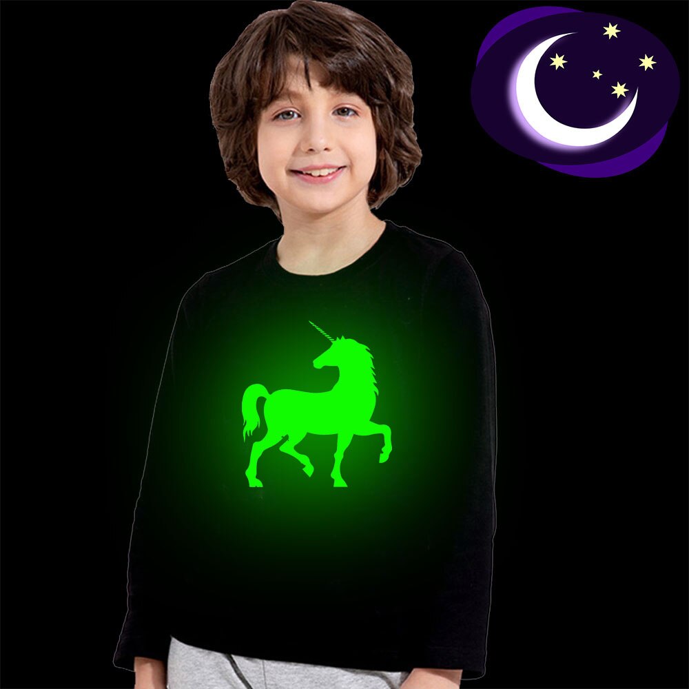 Unicorn Toddler Girls Tshirts Girl Luminous Tshirt Children Tops Long Sleeve T Shirt for Baby Kid Toddler Girl Cute Autumn Cloth